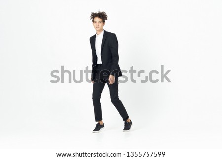 Business man in a black suit office worker