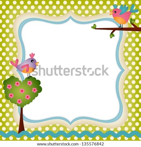 Floral frame with a birds