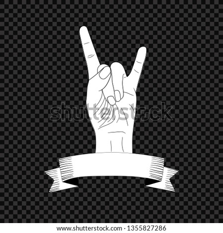 Rock Hand Typographic Element, Vintage Hand Drawn Banner, Music Festival, Icon Isolated on Dark Transparent Background.
