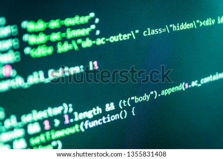 Programming code abstract company office. Web development work c