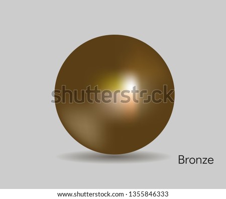 Realistic bronze ball 3D model look vector image. 