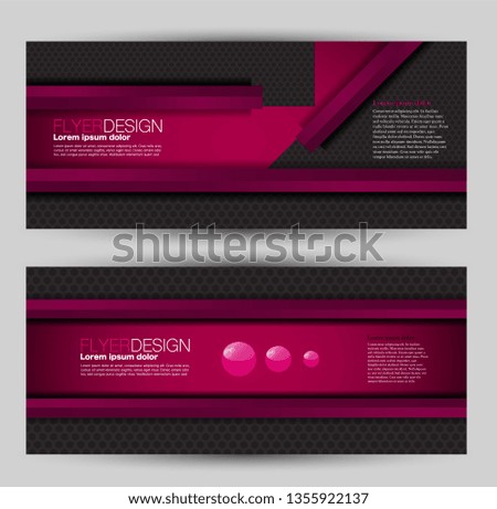 Banner for advertisement. Flyer design or web template set. Vector illustration commercial promotion background. Pink and black color.