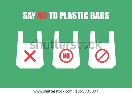 Vector illustration of no plastic bags sign