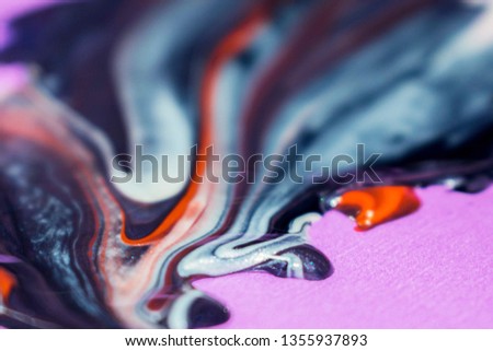 Abstract of multi-colored oil painting on purple paper, Fragment of artwork, modern art, contemporary art
