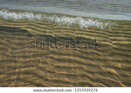 Sea bottom texture, yellow sand waves in shallow water