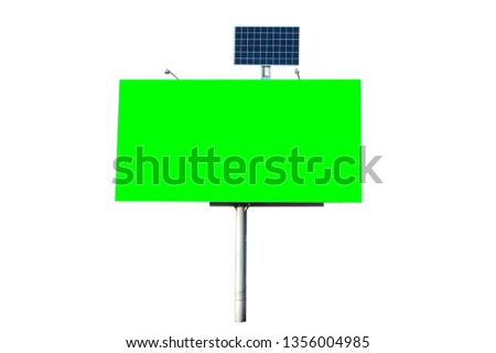 Blank billboard on isolated background. Solar panels on billboard