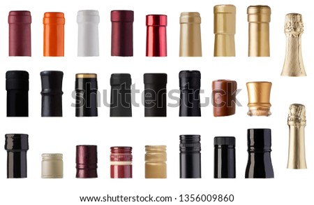 Wine Bottle Caps isolated on white background Royalty-Free Stock Photo #1356009860