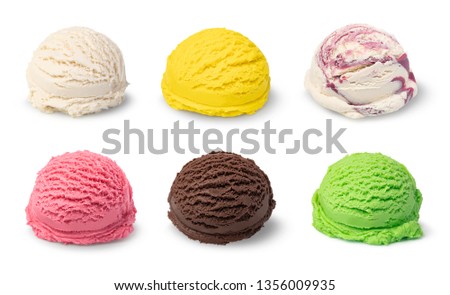 ice cream ball isolated on white background Royalty-Free Stock Photo #1356009935