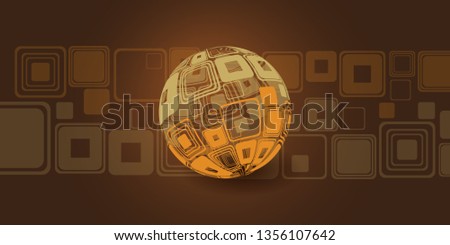 Retro Style Brown Globe Design. Vector Abstract Patterned Surface