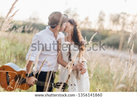 Love story of young couple at nature