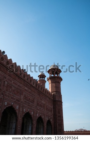 badshahi mosque in lahore pakistan south asia , border with india , muslim place , musulman place for praying 