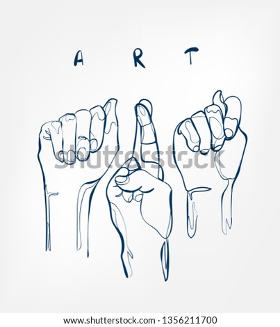 art letter hand alphabet sign vector sketch line illustration