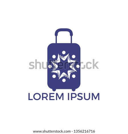 Travel bag and people vector logo design. Travel logo design vector template. Unique travel and union, help, connect, team logotype design template.