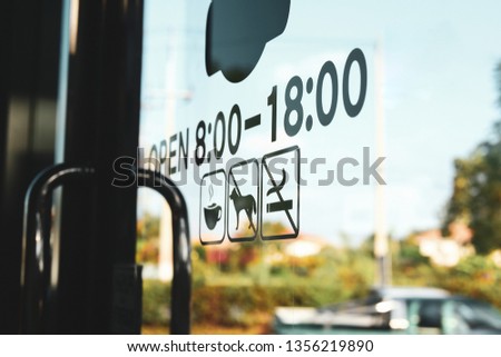 glass front door in cafe coffee