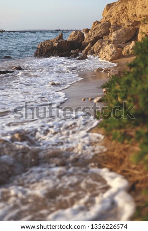 Capturing waves on shore of the Red Sea in Egypt Royalty-Free Stock Photo #1356226574