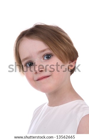 Pretty head and face shot of little girl with straight hair