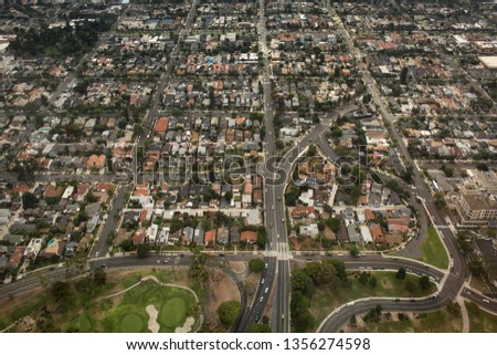 San Diego, California, USA – July 29, 2017: Aerial panoramic view of the urban organization in one of its residential districts