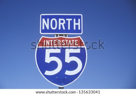 Close-up of Interstate Highway 55 going North