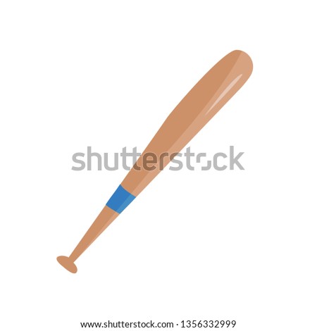 Vector baseball bat icon, design in flat cartoon style