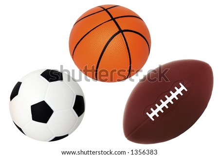  Isolated on White Soccer Basket and Foot Ball