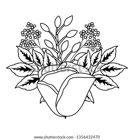 floral tropical cartoon in black and white