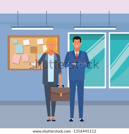 business couple avatar cartoon character in the office