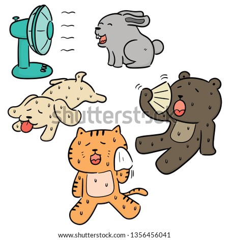 vector set of animal in hot weather