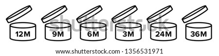 Pao vector icons of cosmetic open month life shelf, expiration period months PAO symbols set Royalty-Free Stock Photo #1356531971