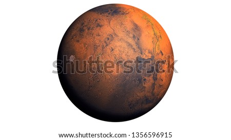 Mars Planet isolated in white, Elements of this image furnished by NASA Royalty-Free Stock Photo #1356596915