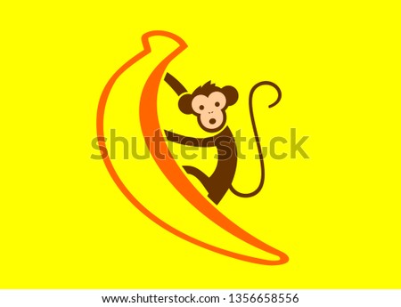 VECTOR OF BANANA AND MONKEY PICTURE 