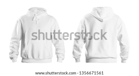 Set of stylish hoodie sweater on white background, front and back view. Space for design  Royalty-Free Stock Photo #1356671561