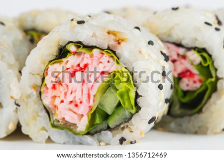 Traditional japanese sushi rolls– stock image