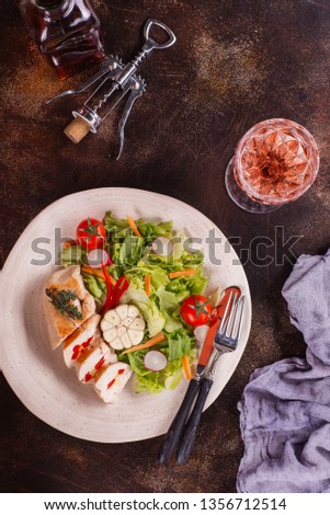 Spring salad made of fresh vegetables– stock image