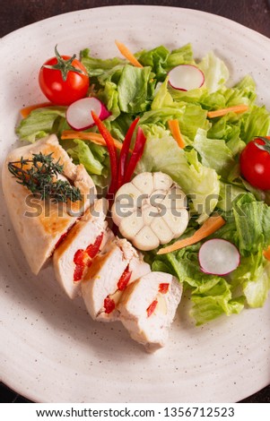 Spring salad made of fresh vegetables– stock image