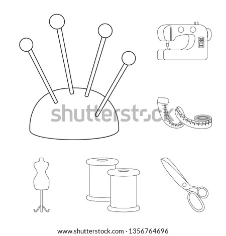 Isolated object of fashion and tailoring symbol. Collection of fashion and textile vector icon for stock.