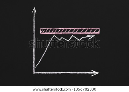 Business strategy. Slow progress. Bad management. Growth chart drawn in chalk on black background. Stagnation. Royalty-Free Stock Photo #1356782330