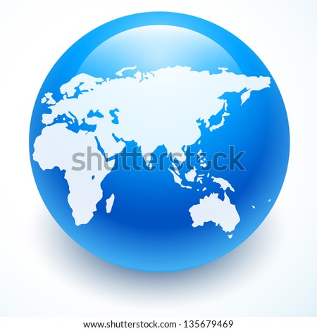 Globe icon with white map of the continents of the world