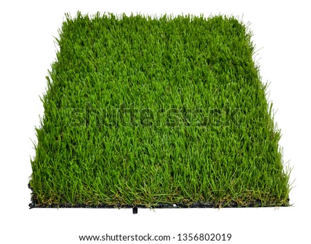 Artificial grass carpet isolated on white background. Exterior object