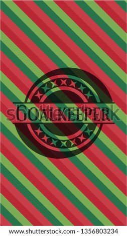 Goalkeeper christmas colors style emblem.