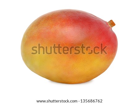 One ripe mango isolated on white background