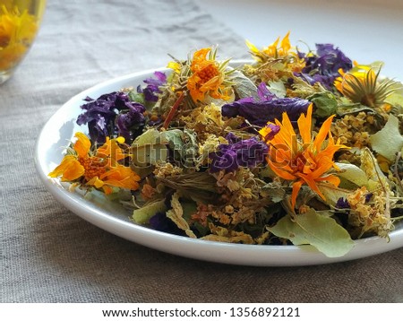 Organic dry herbs and flowers for herbal tea
