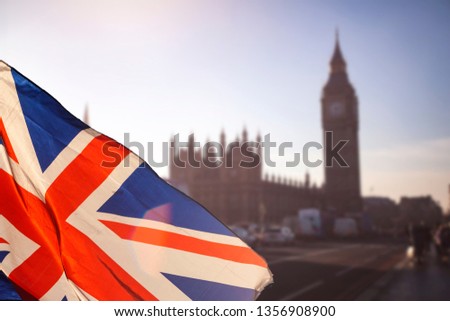 Brexit concept - image of Big Ben and UK flag