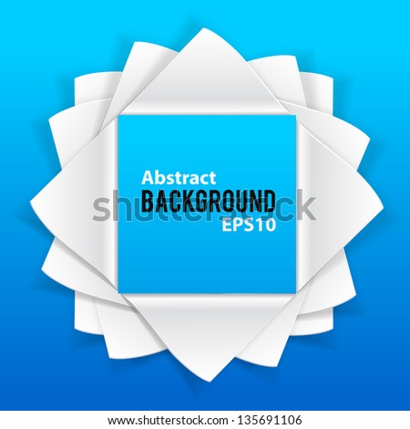 Abstract paper elements on blue background with place for text