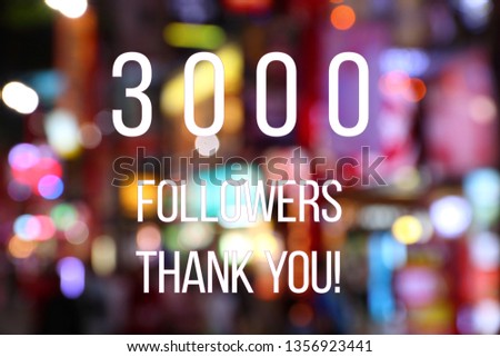 3000 followers banner - social media success sign. Online community thank you note. 3k likes.