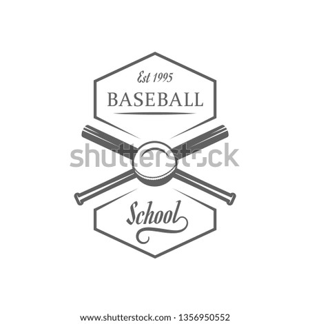 Sport label. Baseball logotype with design elements. Emblem for sport shop, club, outfit.