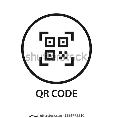 QR code icon. Stroke outline style. Vector. Isolate on white background. Royalty-Free Stock Photo #1356992210