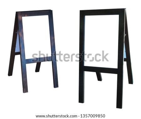A wooden frame signboard also known as a sandwich board with white area blank for insertion of your own custom message