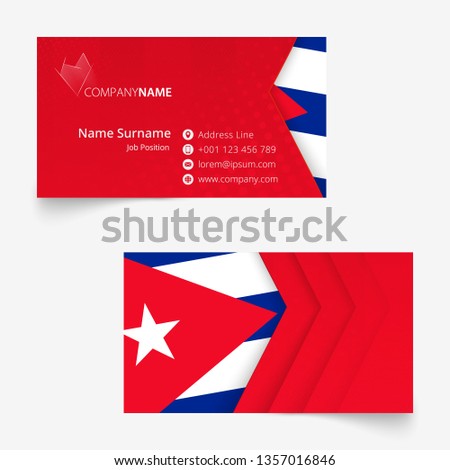 Cuba Flag Business Card, standard size (90x50 mm) business card template with bleed under the clipping mask.