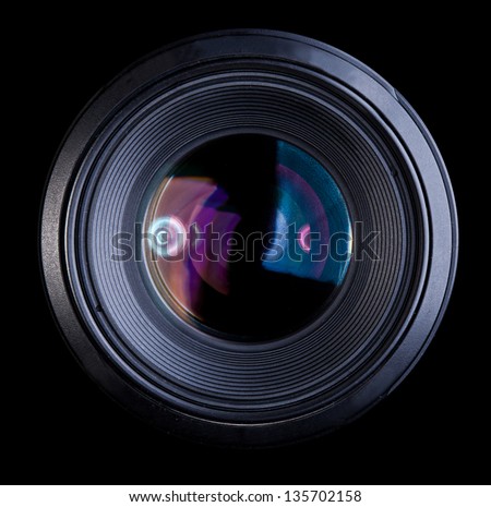Camera Lens only isolated on black background