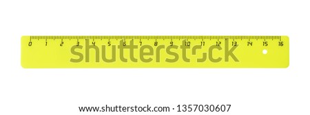 Horizontal yellow plastic ruler isolated on white
